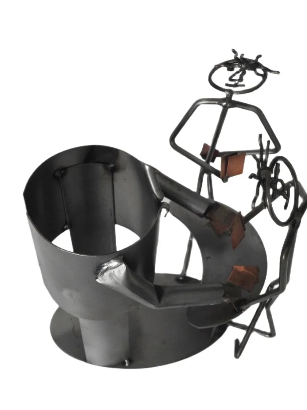 BRUBAKER Metal Sculpture Poker Player Wine Bottle Holder Bar Decor